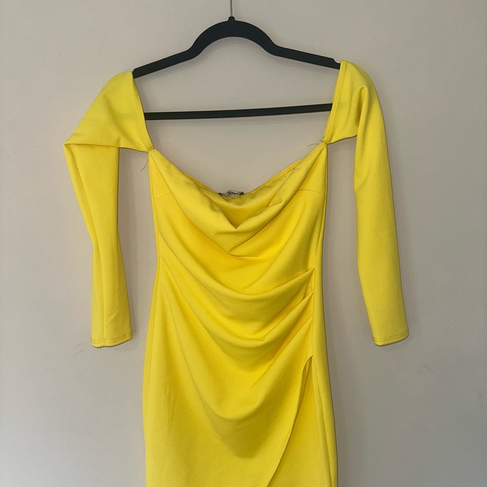 Elegant Yellow Off-Shoulder Dress